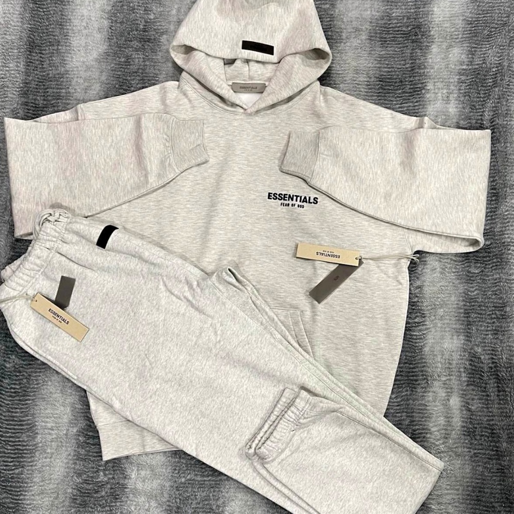 Essentials Light Heather Gray Hoodie & Jogger Set